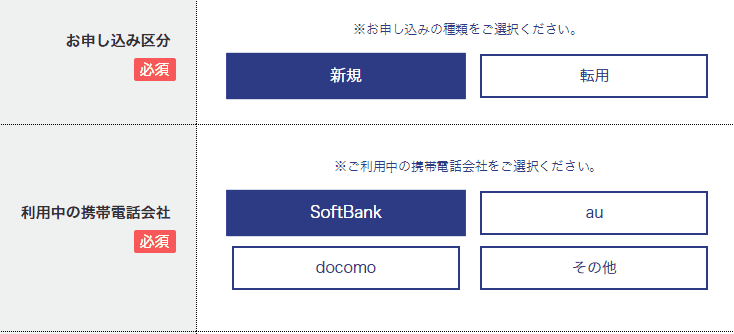 エヌズカンパニーの申し込みボタン
